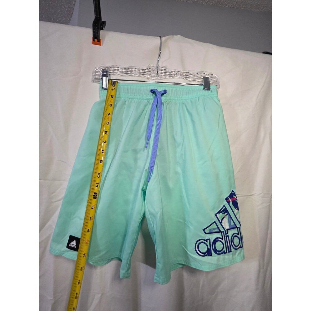 adidas boy's Swim Shorts XS Mint Green Classic Drawstring Trunks - Picture 2 of 6